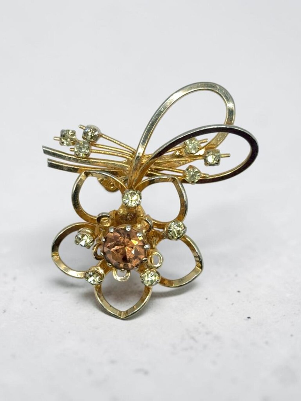 Vintage Gold-Tone Austria Flower Brooch